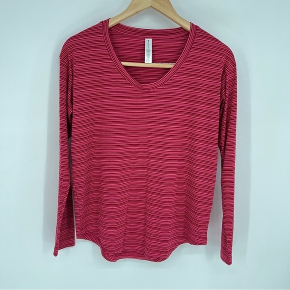 Athleta Cloudlight Stratus Shirt Womens XS Striped Long Sleeve Top Dark Pink - Picture 3 of 11